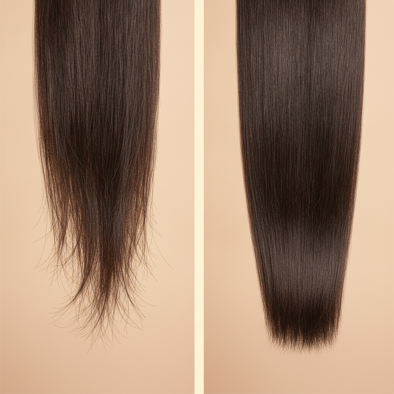 Before and after hair comparison